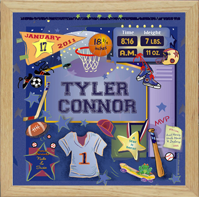 Sports All Star MVP Baseball Basketball Football Soccer Hockey Very Special Newborn Gift Customized Nursery Wall Decor